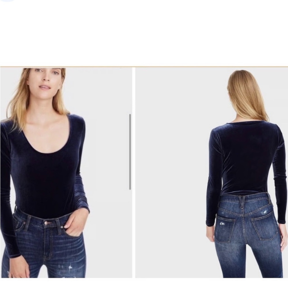 J. Crew Navy Velvet Bodysuit
